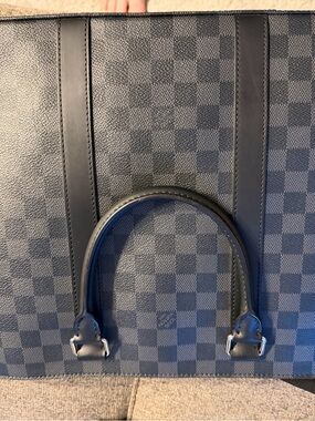 Louis Vuitton Black and Dark Gray Checkered Briefcase Tote